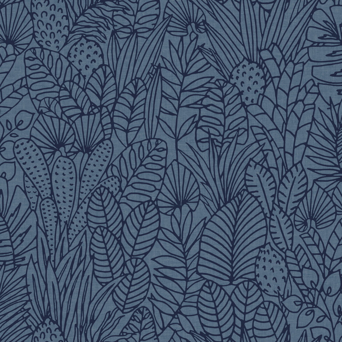 Tropical Leaves Sketch Navy Peel & Stick Wallpaper, by York Wall, 16'6" length x 1'8.5" width x 0.02" depth