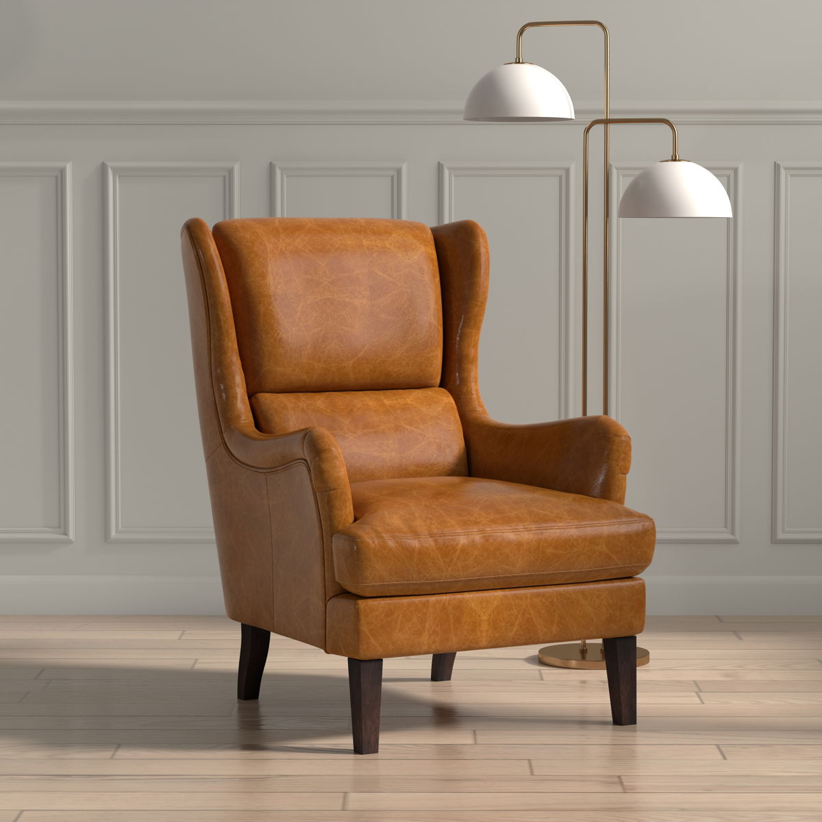Elite Wing Lounge Chair  Cuba Brown, by Sarreid, 3' length x 2'4" width x 3'4" height View 13