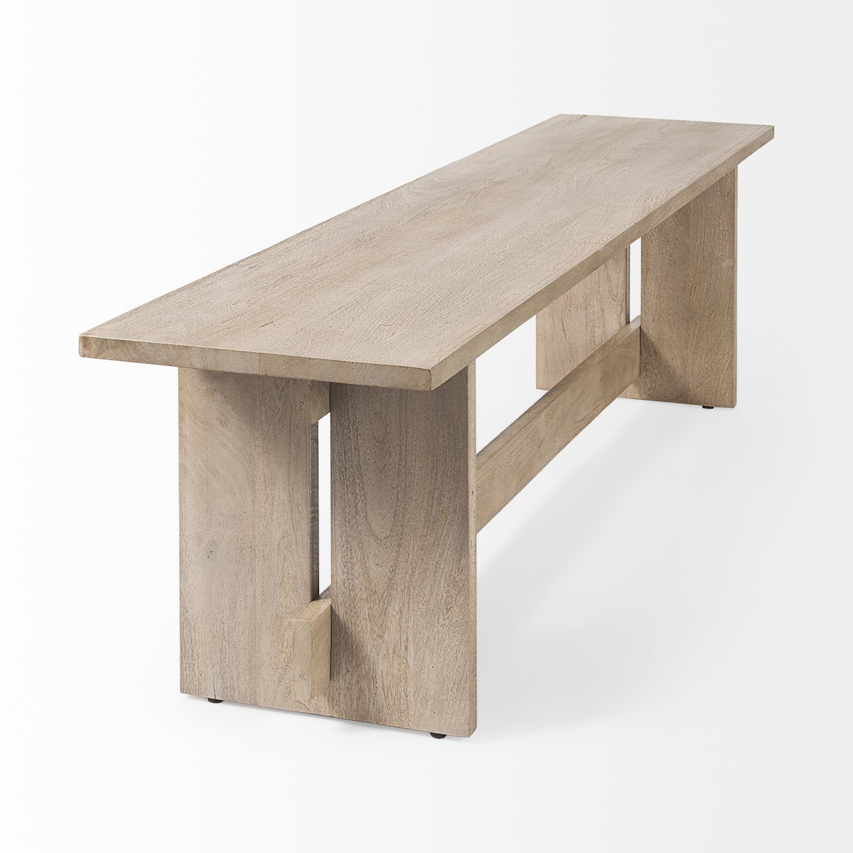 Aida 18H Light Gray Wood Dining Bench, Benche by Mercana, 66" length x 16" width x 18" height View 8