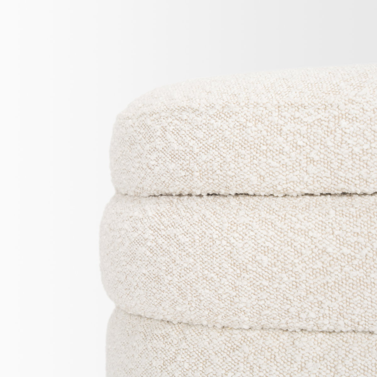 Elise Cream Boucle Upholstered Storage Ottoman, by Mercana, 18.9" length x 18.9" width x 20" height View 11