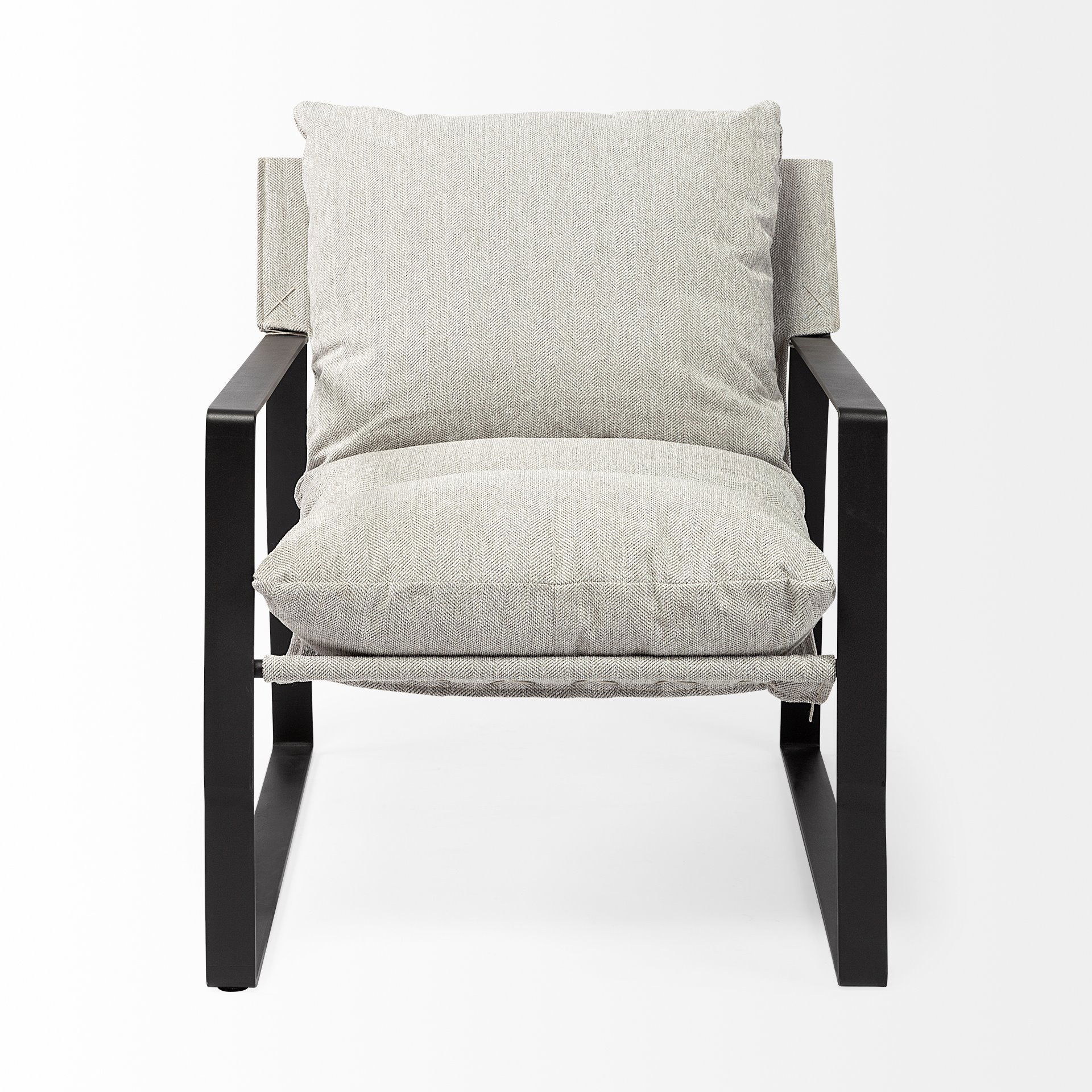 Guilia Frost Gray With Metal Frame Sling Accent Chair, by Mercana, 26.77" length x 34.88" width x 29.96" height View 4