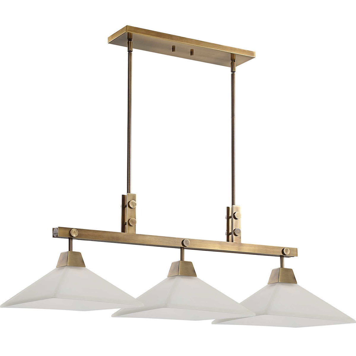 Brookdale Industrial 3 Light Linear Chandelier, Linear Suspension by Uttermost, 43.87" width x 14.75" height x 13" depth View 4