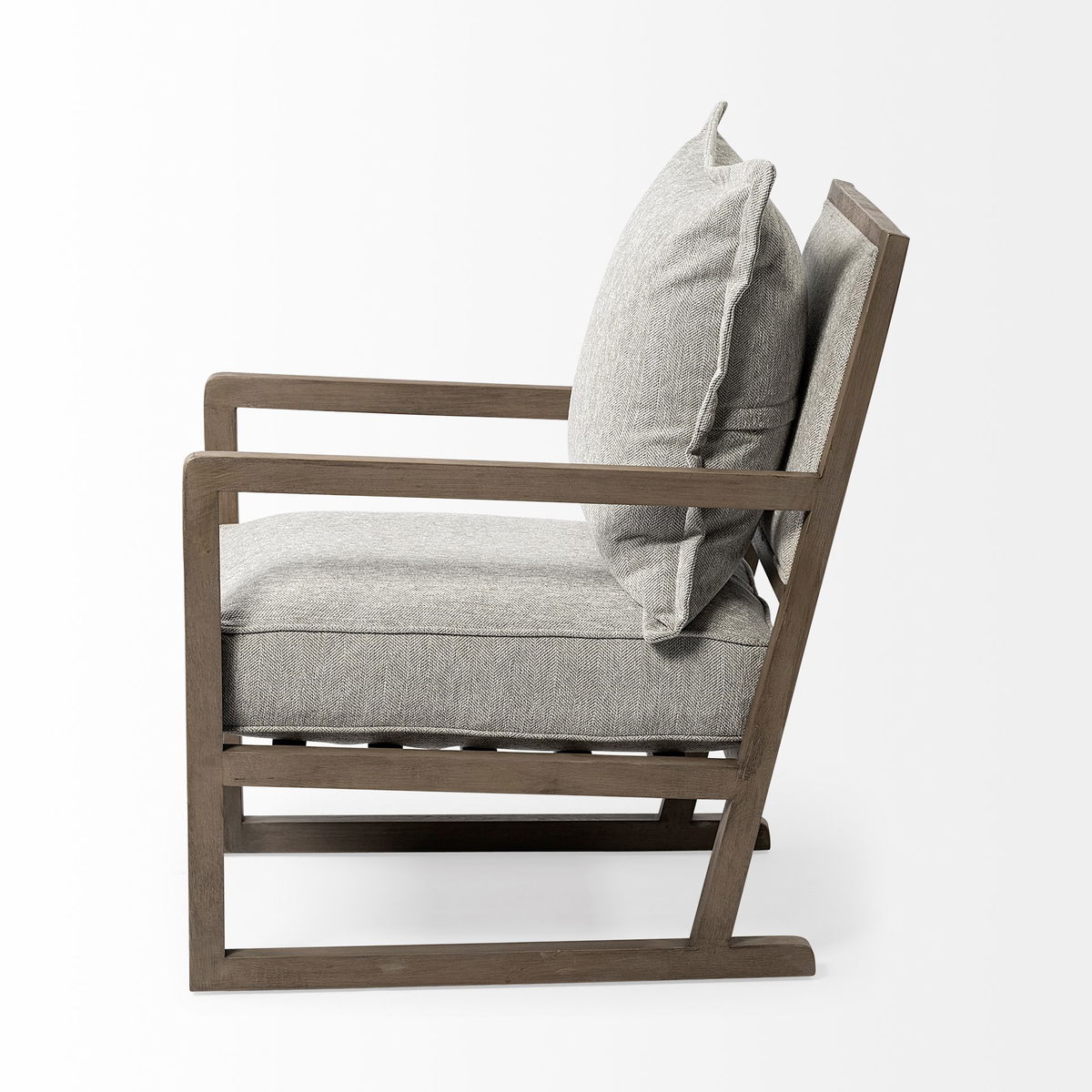 Sherlock Frost Gray Wood Frame Accent Chair, by Mercana, 25.98" length x 32.28" width x 34.25" height View 6