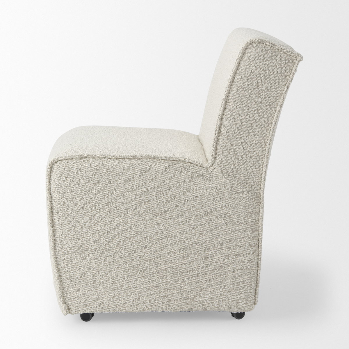 Damon Barrel Back Dining Arm Chair | Cream Fabric with Caster Base, Dining Chair by Mercana, 20.47" length x 27.17" width x 31.3" height View 8