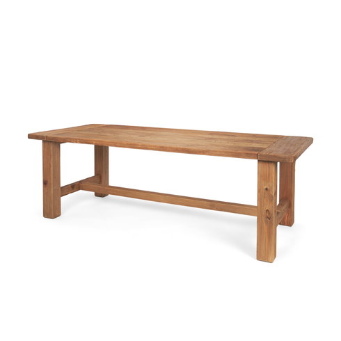 Stetson 94.5"L x 39"W Rectangular Trestle Dining Table | Natural Brown Wood | Seats 8