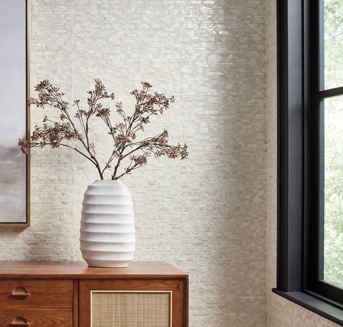 Capiz Offering White Pearl Wallpaper