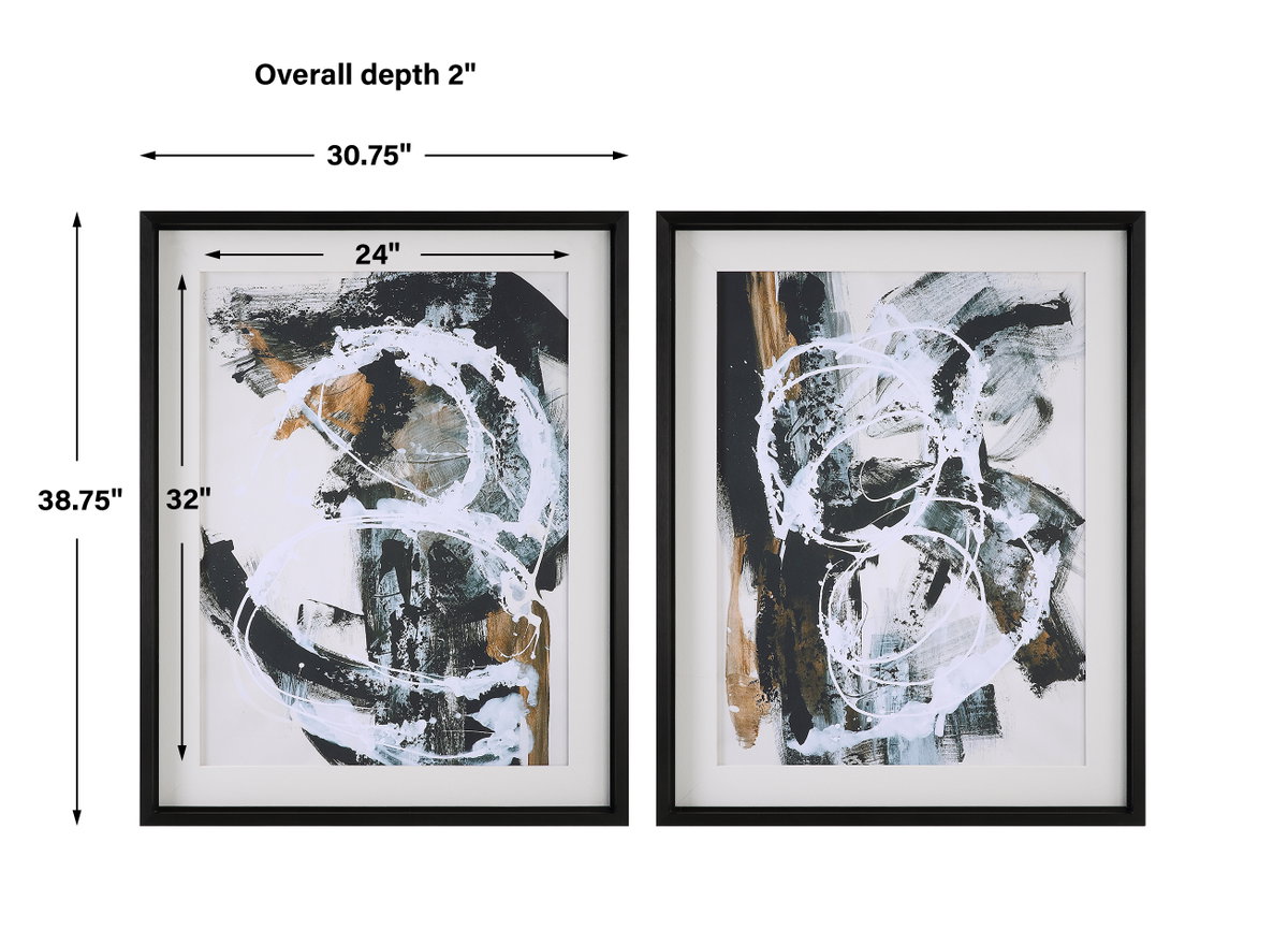Winterland Abstract Prints Set/2, by Uttermost, 2'6.75" width x 3'2.75" height x 2" depth View 3