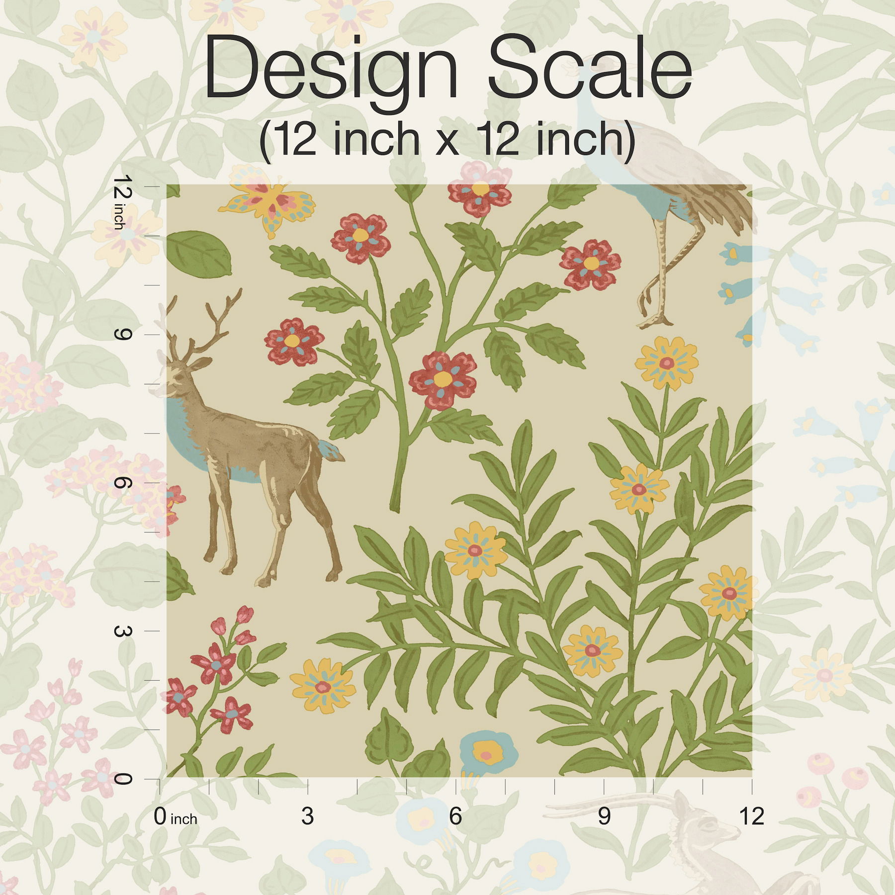 Woodland Floral Linen Peel & Stick Wallpaper large image 