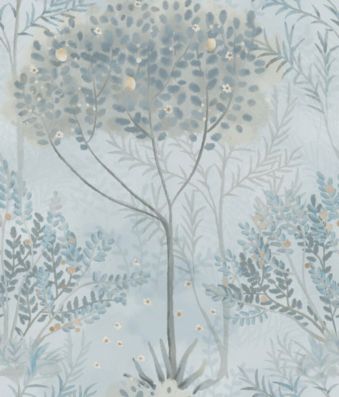 Orchard Blue & Grey Wallpaper