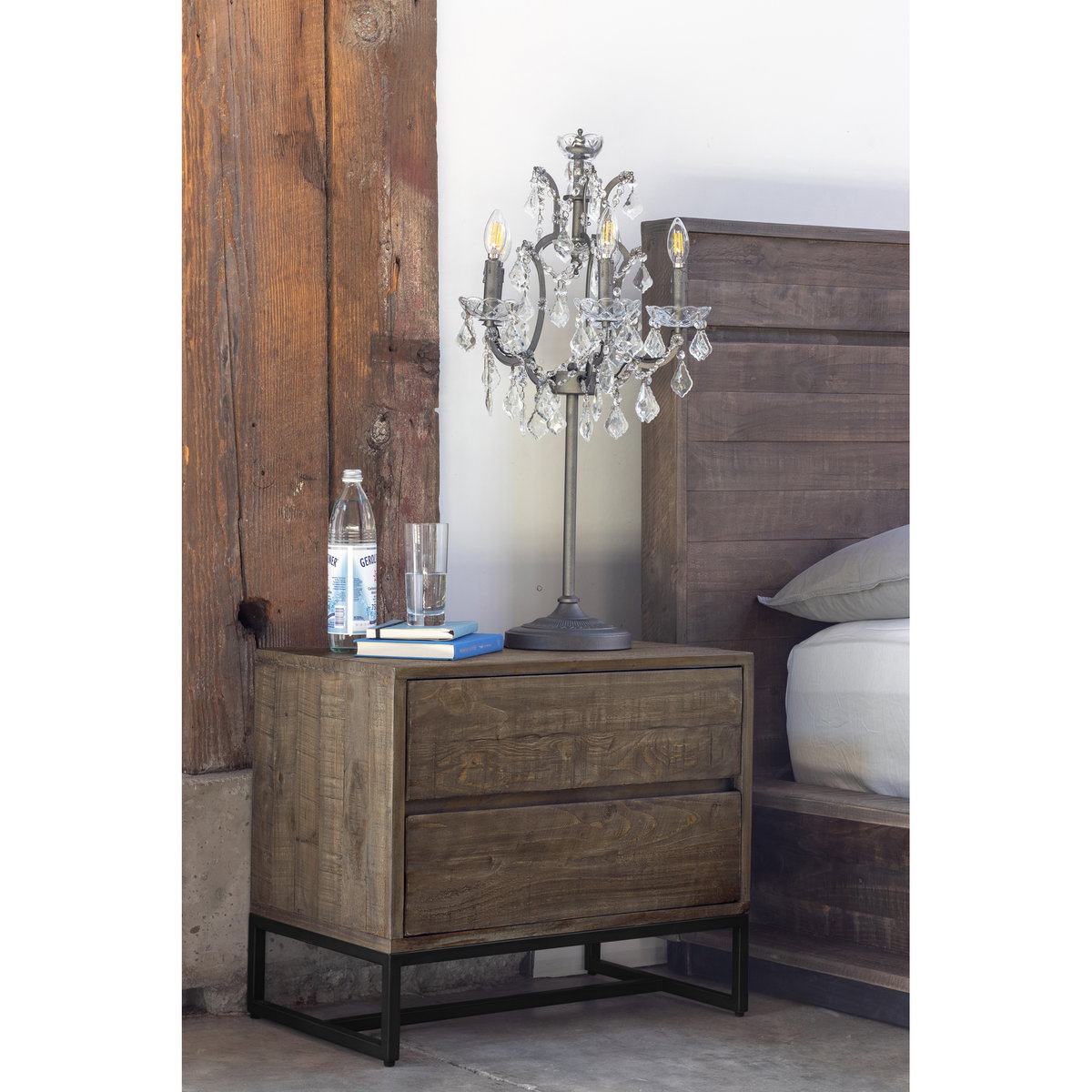 Elena Nightstand Light Brown, by Moe's Home, 26" width x 22" height x 16" depth View 5