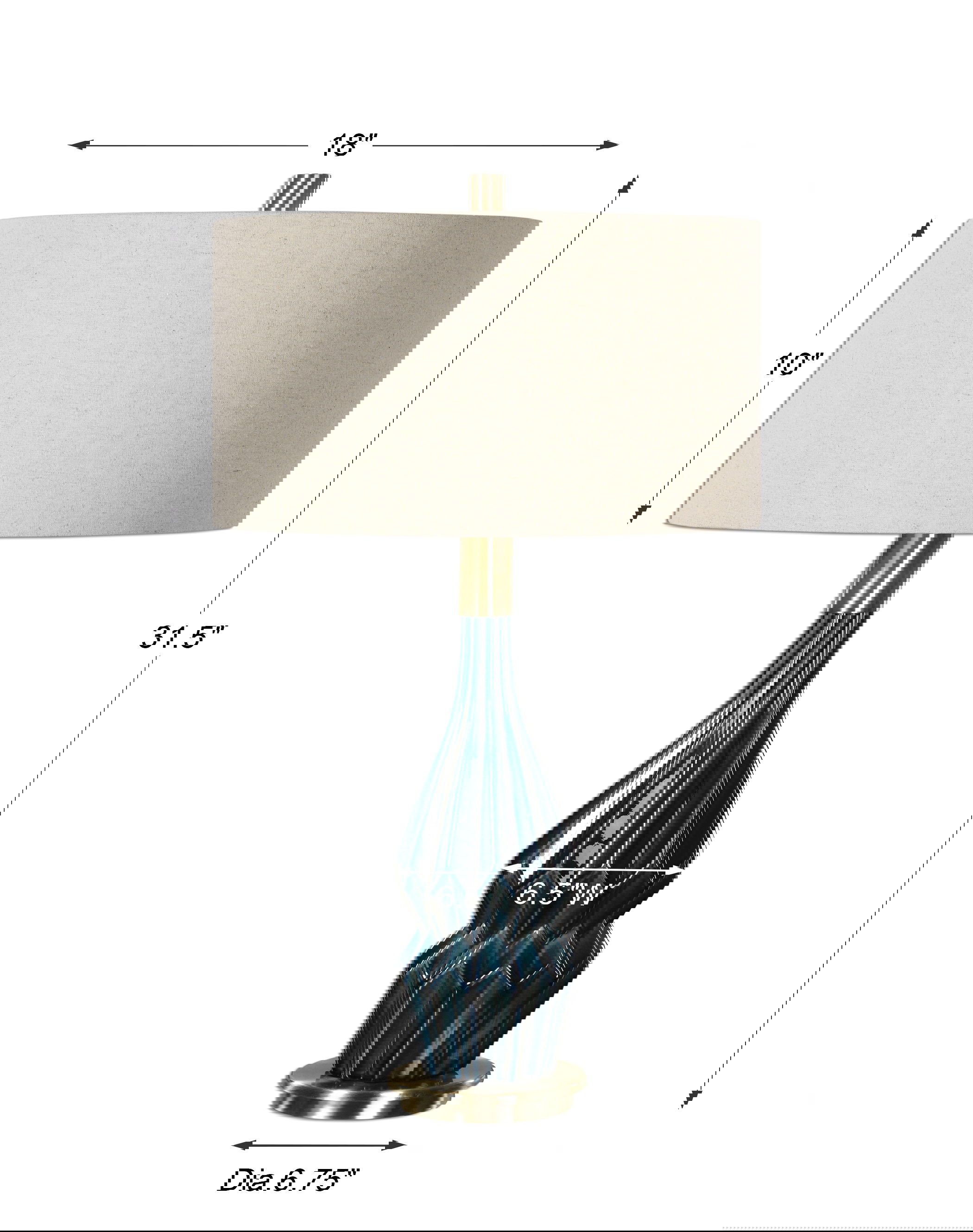 Prussian Blue Ceramic Lamp, by Uttermost, 18" width x 31.5" height x 18" depth View 3