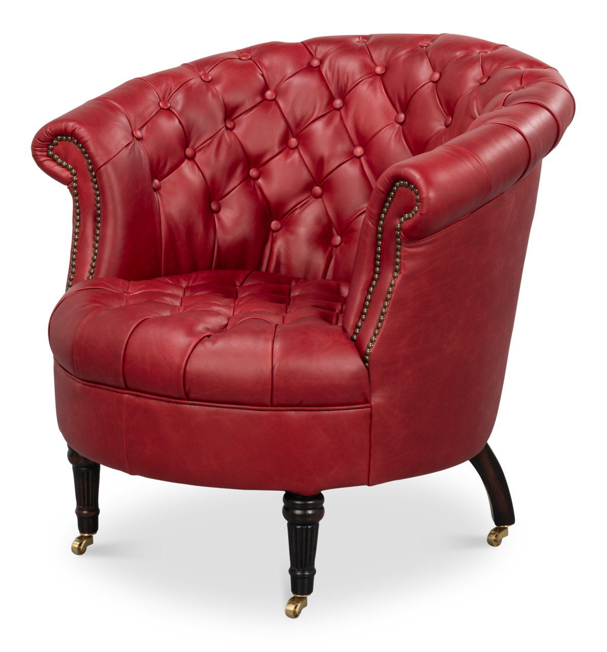 Bastian Armchair  New Rouge Leather, by Sarreid, 2'9" length x 2'9" width x 2'7" height View 1