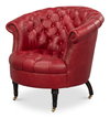 Bastian Armchair  New Rouge Leather, by Sarreid, 2'9" length x 2'9" width x 2'7" height thumbnail 1