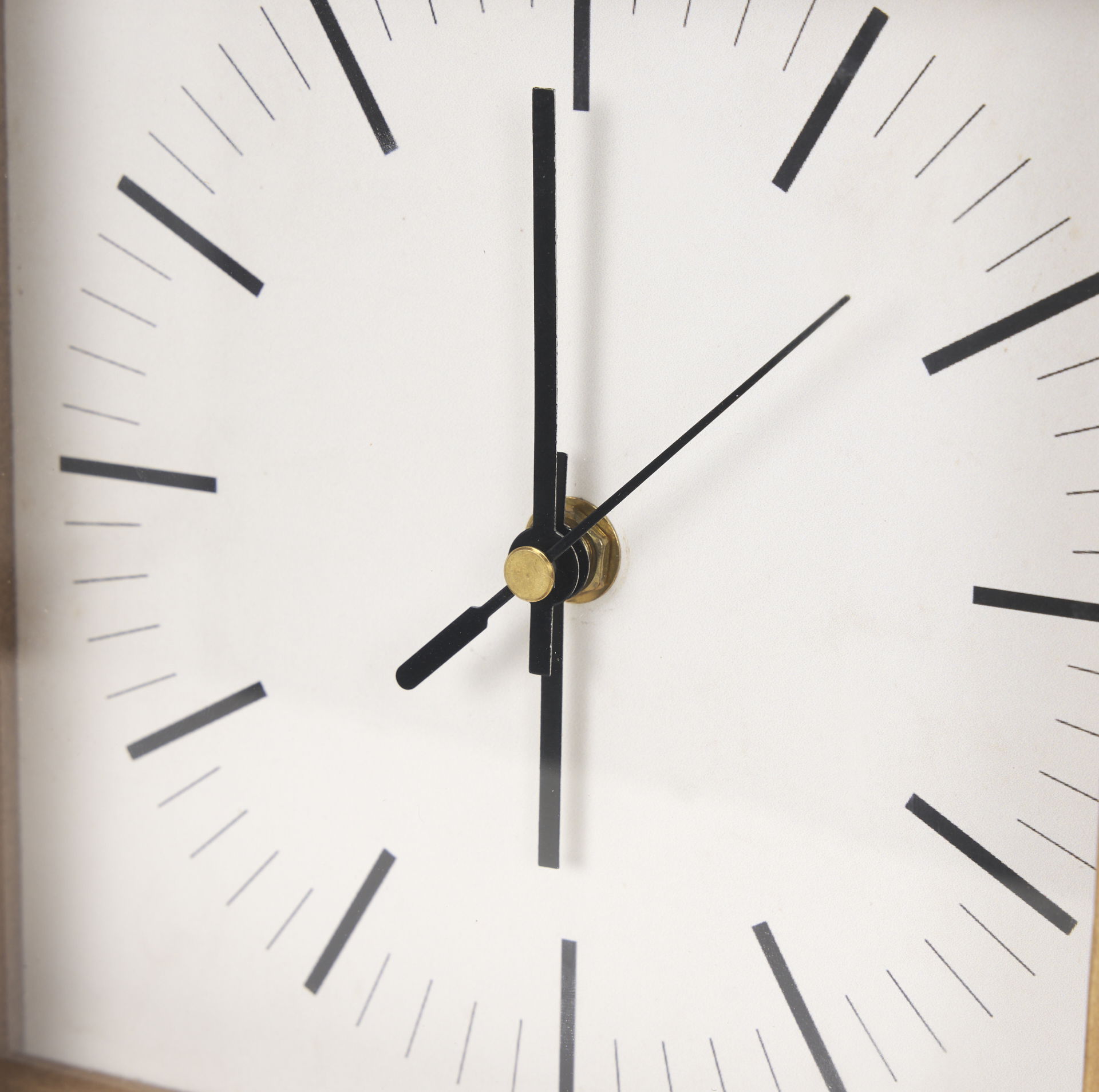 Renaya Light Brown Wood with Matte Black Metal Base Table Clock, by Mercana, 8.07" length x 2.76" width x 11.02" height View 9