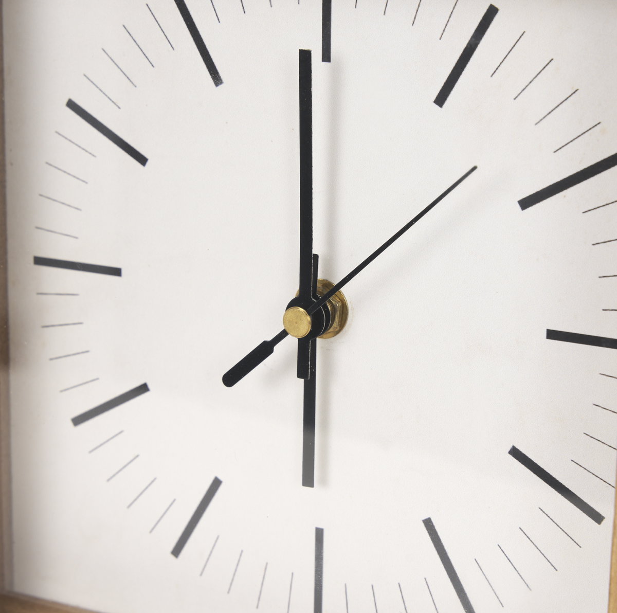 Renaya Light Brown Wood with Matte Black Metal Base Table Clock, by Mercana, 8.07" length x 2.76" width x 11.02" height View 9