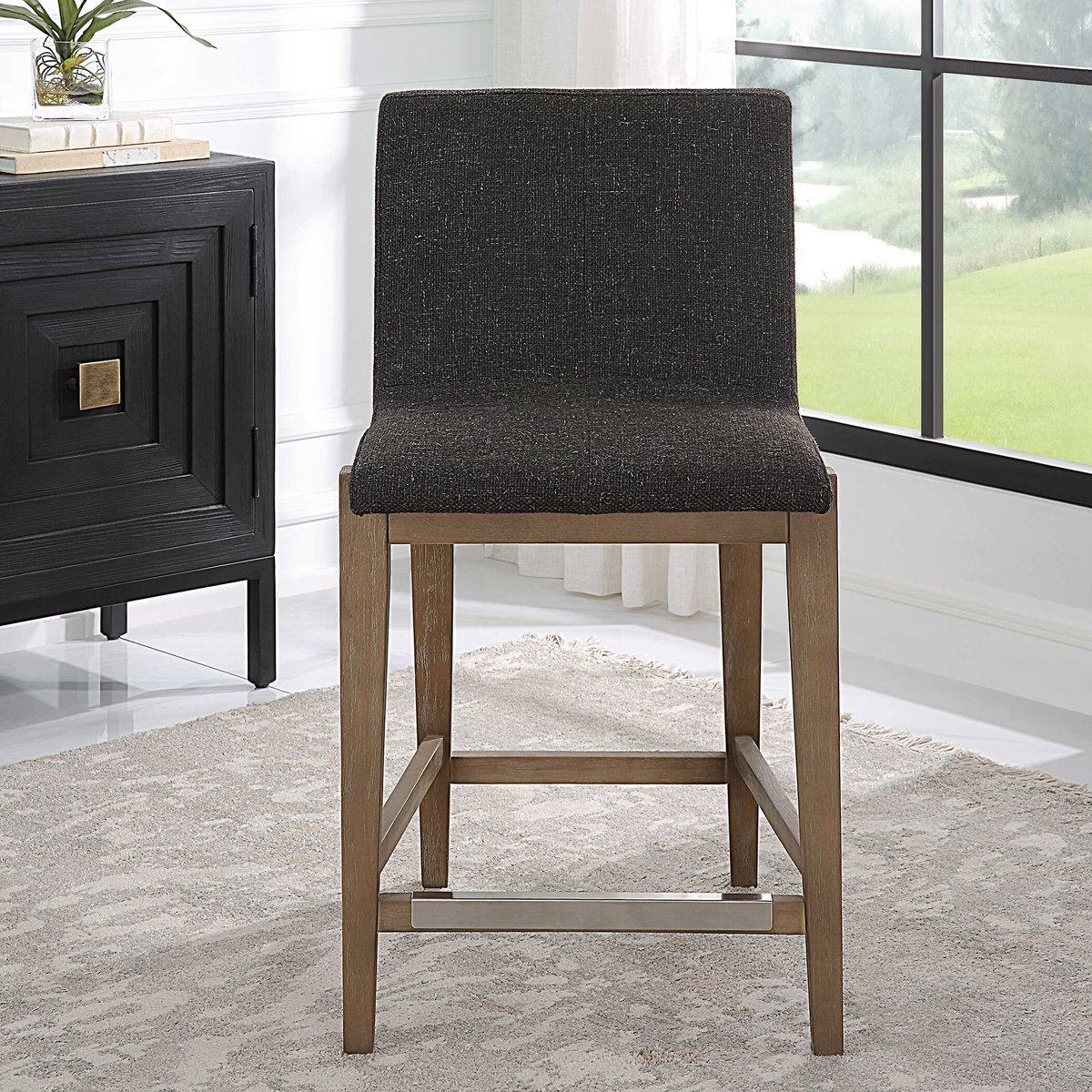 Klemens Chocolate Counter Stool, Counter & Bar Stool by Uttermost, 20" width x 38.5" height x 23" depth View 4