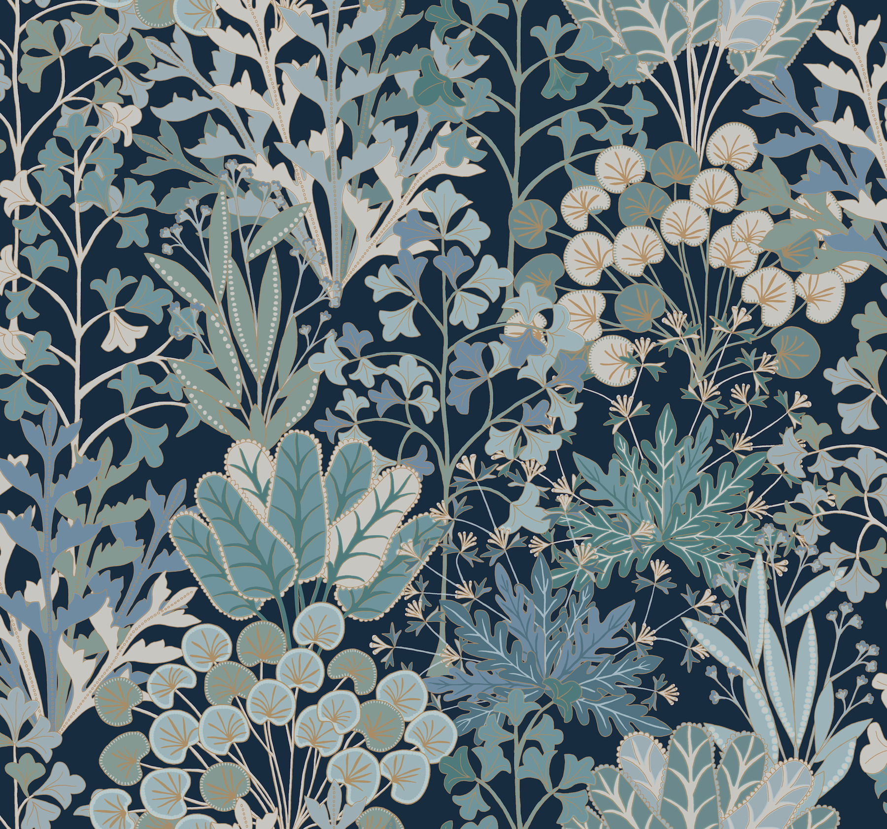 Forest Floor Navy Wallpaper large image 