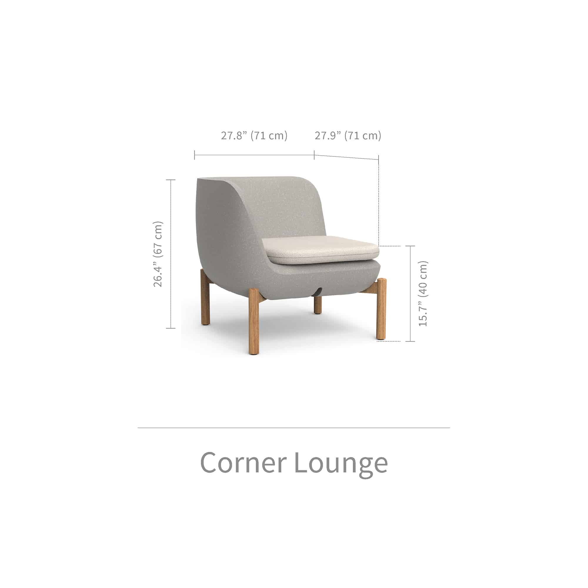 Inou Elements Corner Lounge Chair, Outdoor Furniture by Crescent Garden, 2'3.8" width x 2'2.4" height x 2'3.8" depth View 3