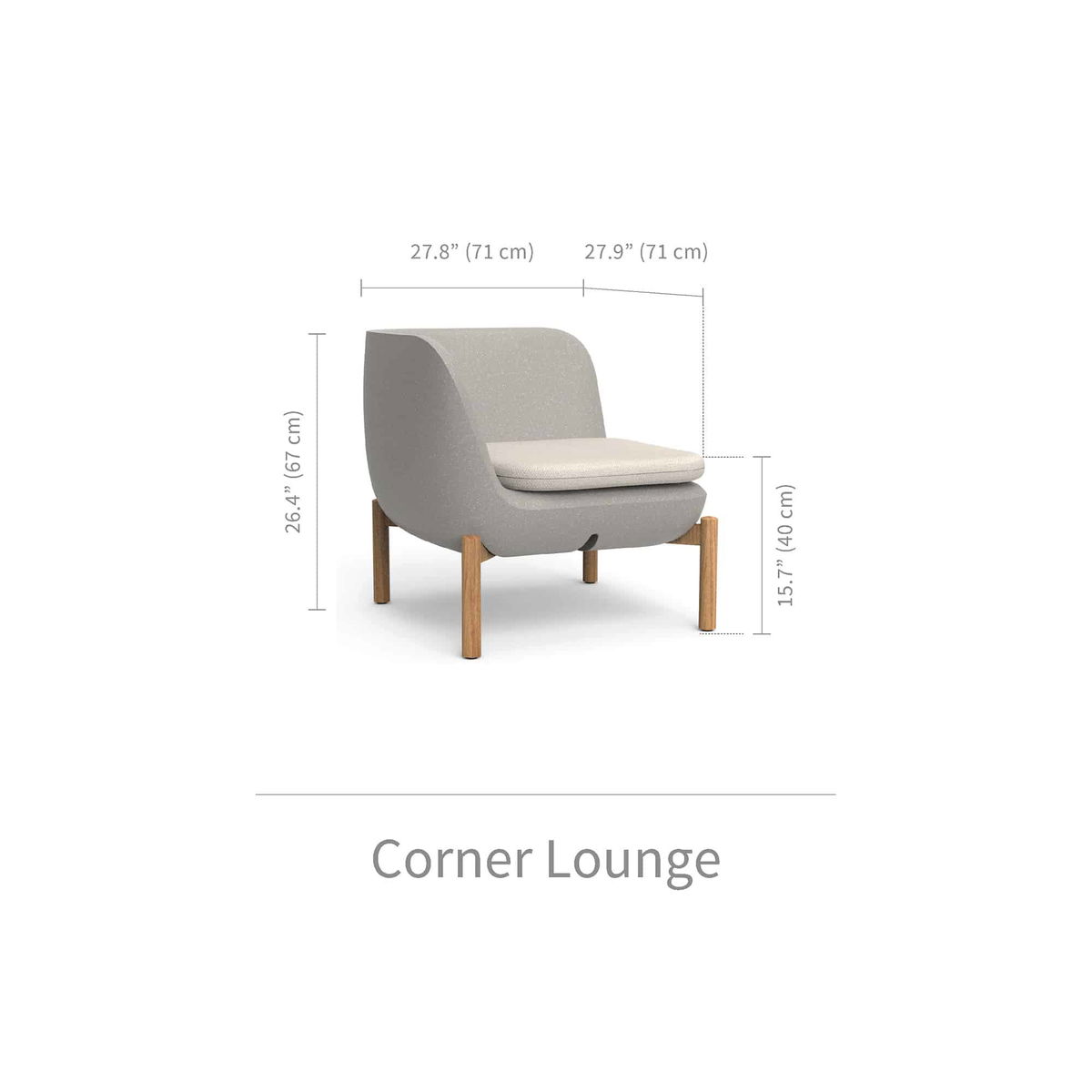 Inou Elements Corner Unit Add-on, Outdoor Furniture by Crescent Garden, 2'3.8" width x 2'2.4" height x 2'3.8" depth View 3