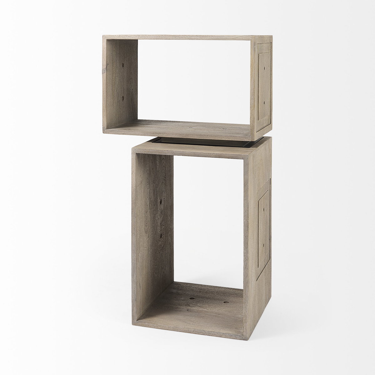 Simul (Set of 2) Light Brown Wood Modular Shelving Unit, Shelving & Bookcase by Mercana, 24" length x 16" width x 16" height View 7
