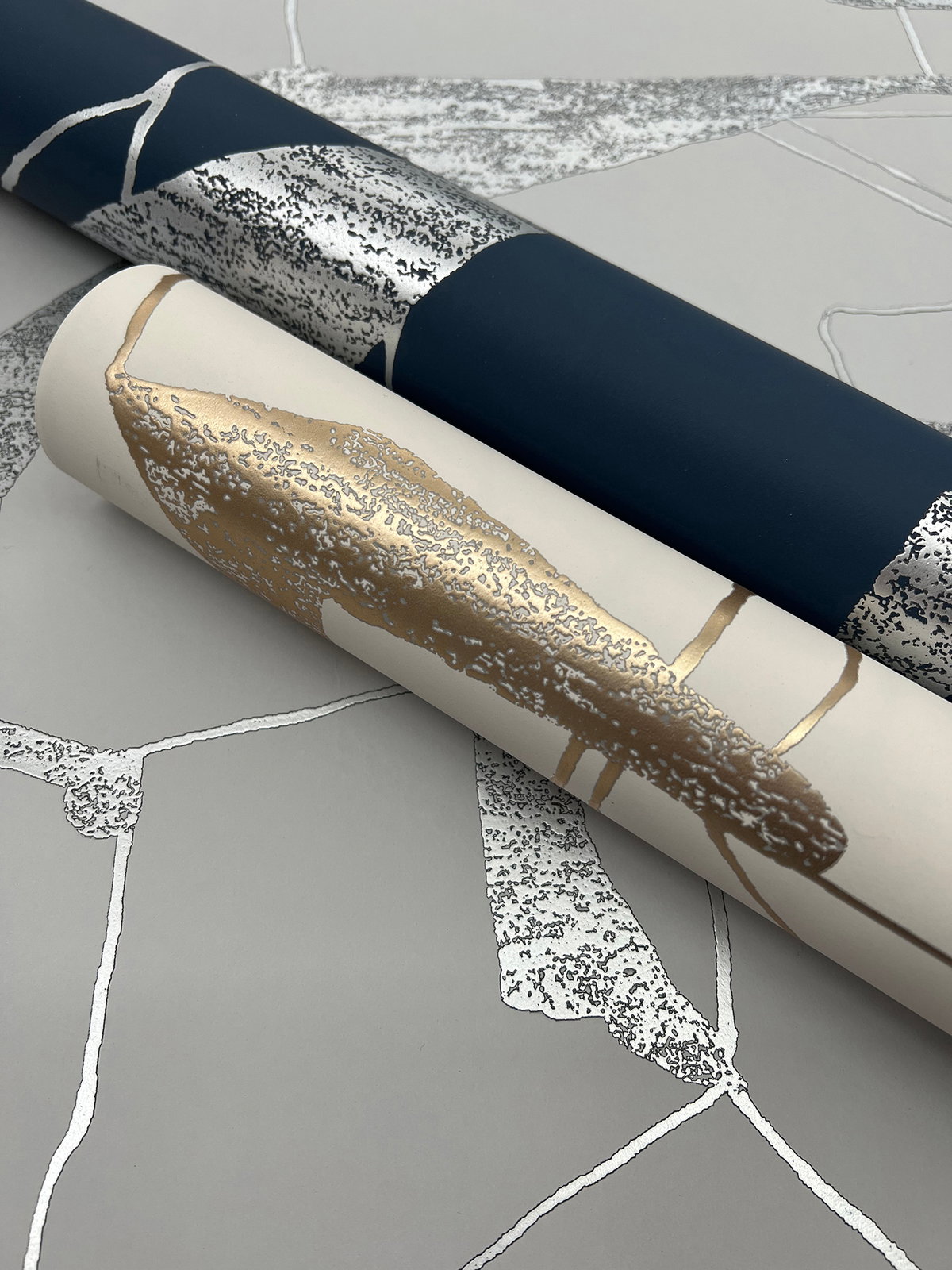 Abstract Geo Fog & Silver Wallpaper, by York Wall, 26'10.8" length x 2'3" width x 0.02" depth View 4