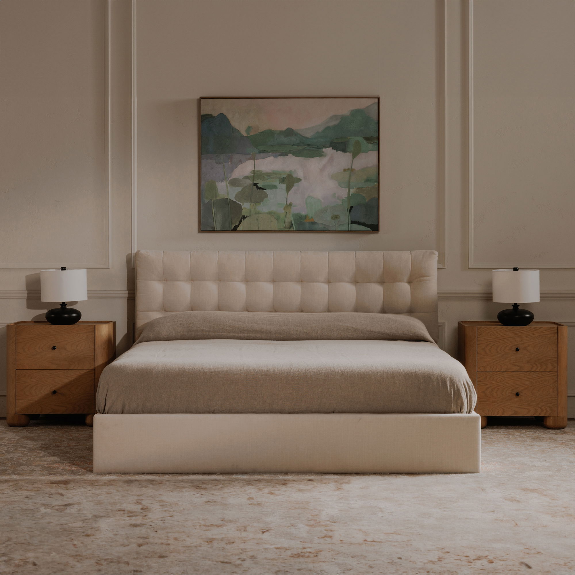 Sebastion Queen Storage Bed Cream large image 