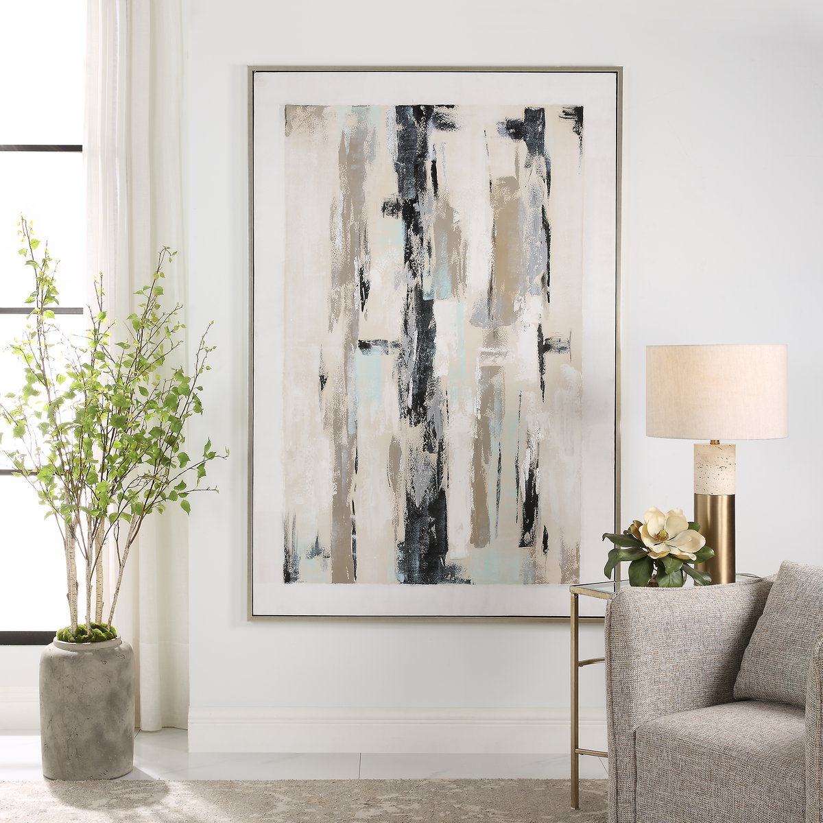 Placidity Hand Painted Abstract Art, by Uttermost, 50" width x 74" height x 1.5" depth View 2