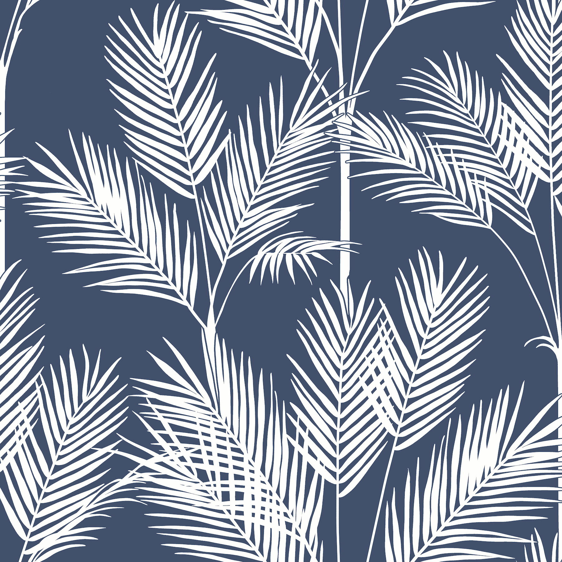 King Palm Silhouette Navy Wallpaper large image 