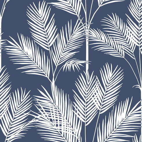 King Palm Silhouette Navy Wallpaper