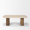 Symona Travertine and Mango Wood Rectangle Coffee Table, by Mercana, 44" length x 30" width x 15" height thumbnail 5