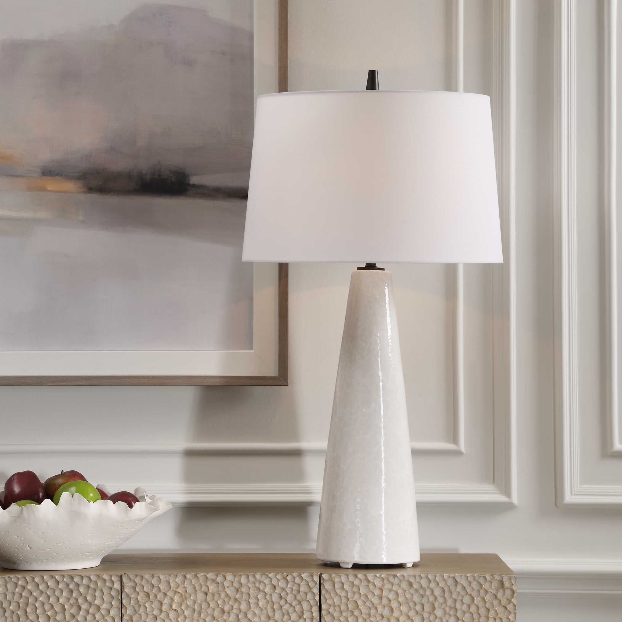 Loire Ivory Glaze Table Lamp, by Uttermost, 19" width x 35.75" height x 19" depth View 2