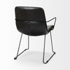 Sawyer Solid Back Dining Arm Chair | Black Faux Leather with Black Iron, Dining Chair by Mercana, 23.23" length x 25.59" width x 33.07" height thumbnail 6