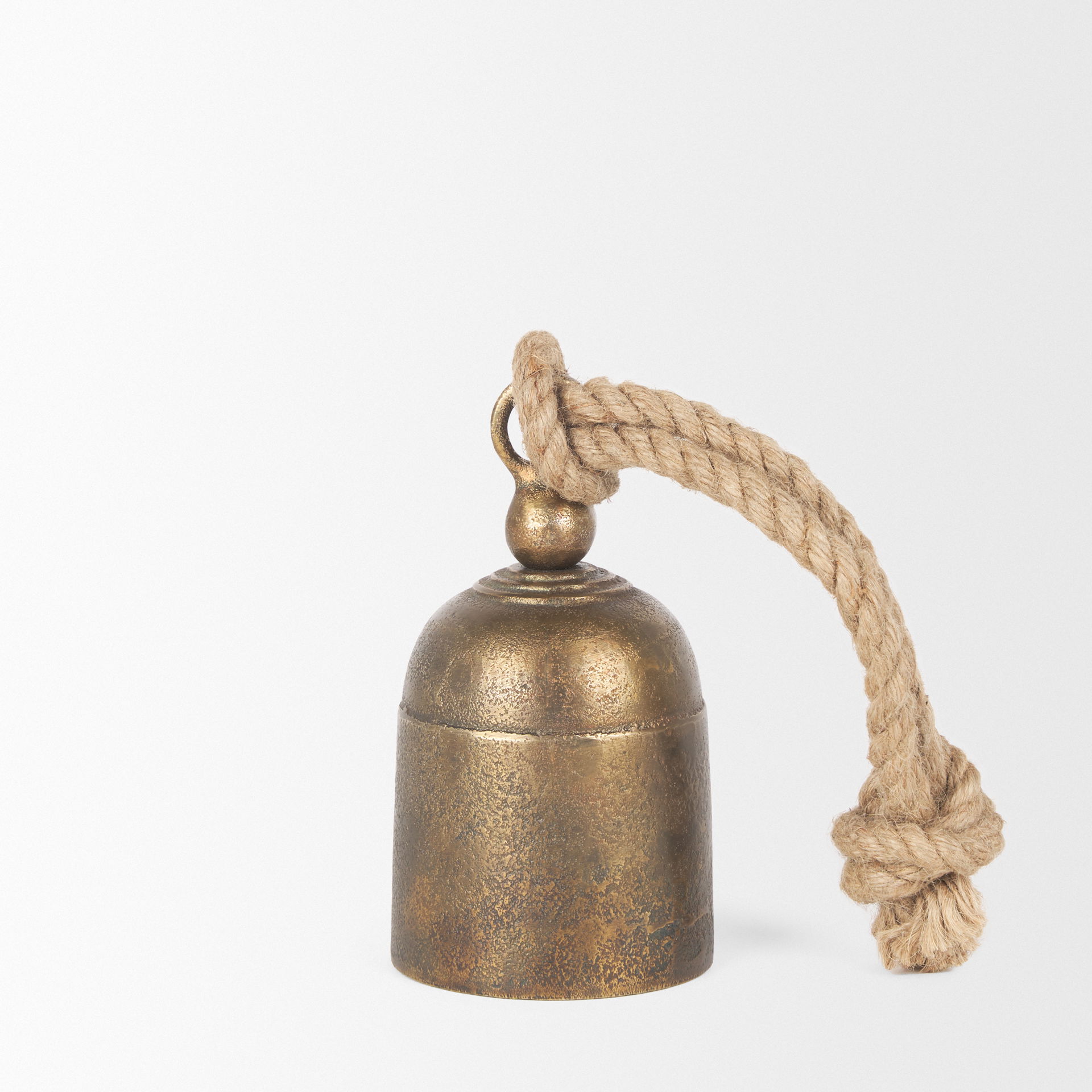 Quincy Small Gold Metal Decorative Bell Object, Decorative Object by Mercana, 3.5" length x 3.5" width x 6" height View 7
