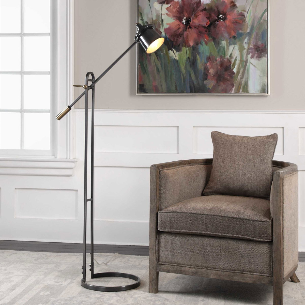 Chisum Dark Bronze Floor Lamp, by Uttermost, 31.75" width x 63.75" height x 13.25" depth View 2