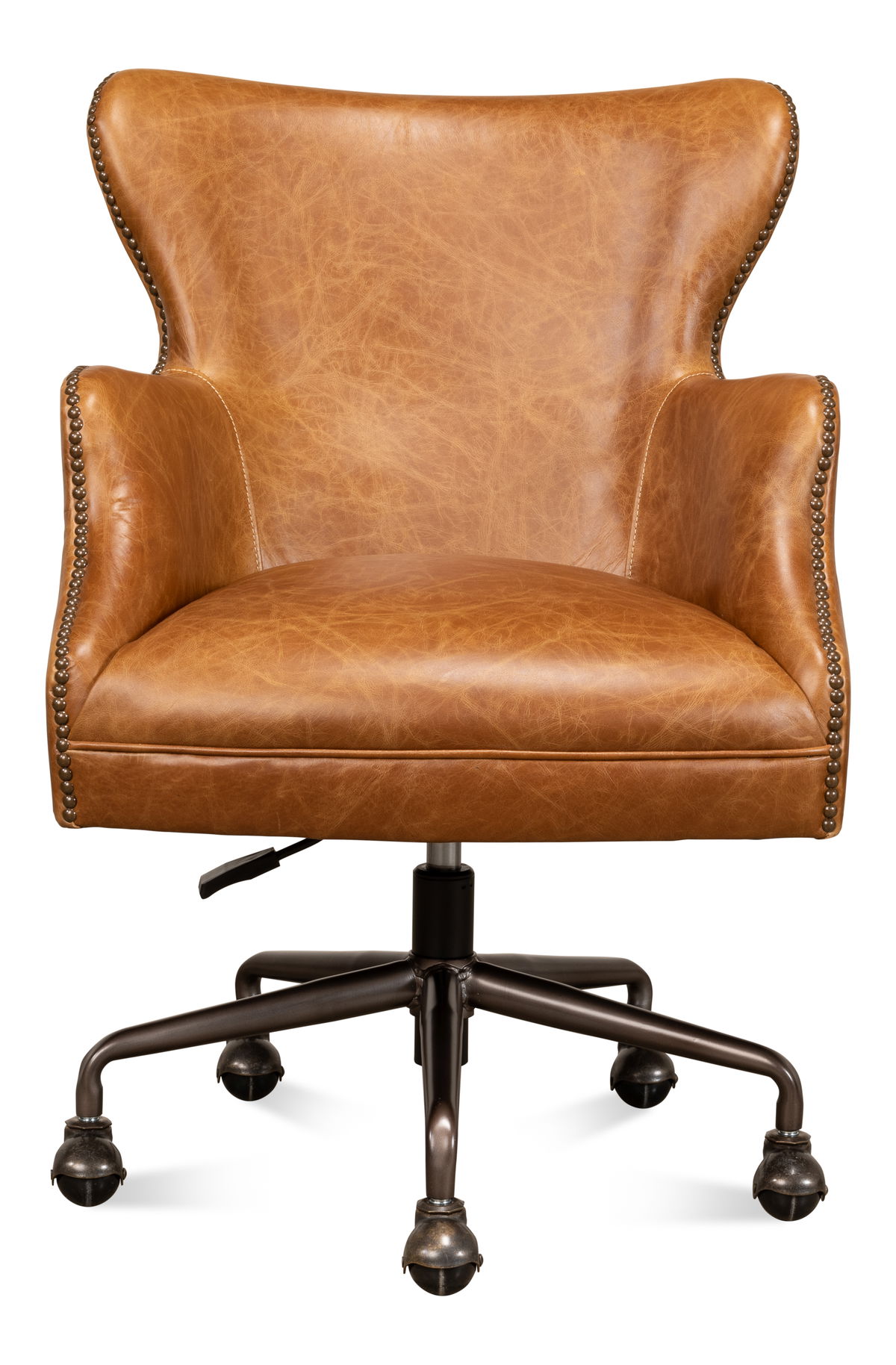 Andrew Jackson Desk Chair  Cuba Brown, by Sarreid, 2'5" length x 2'1" width x 2'11" height View 2