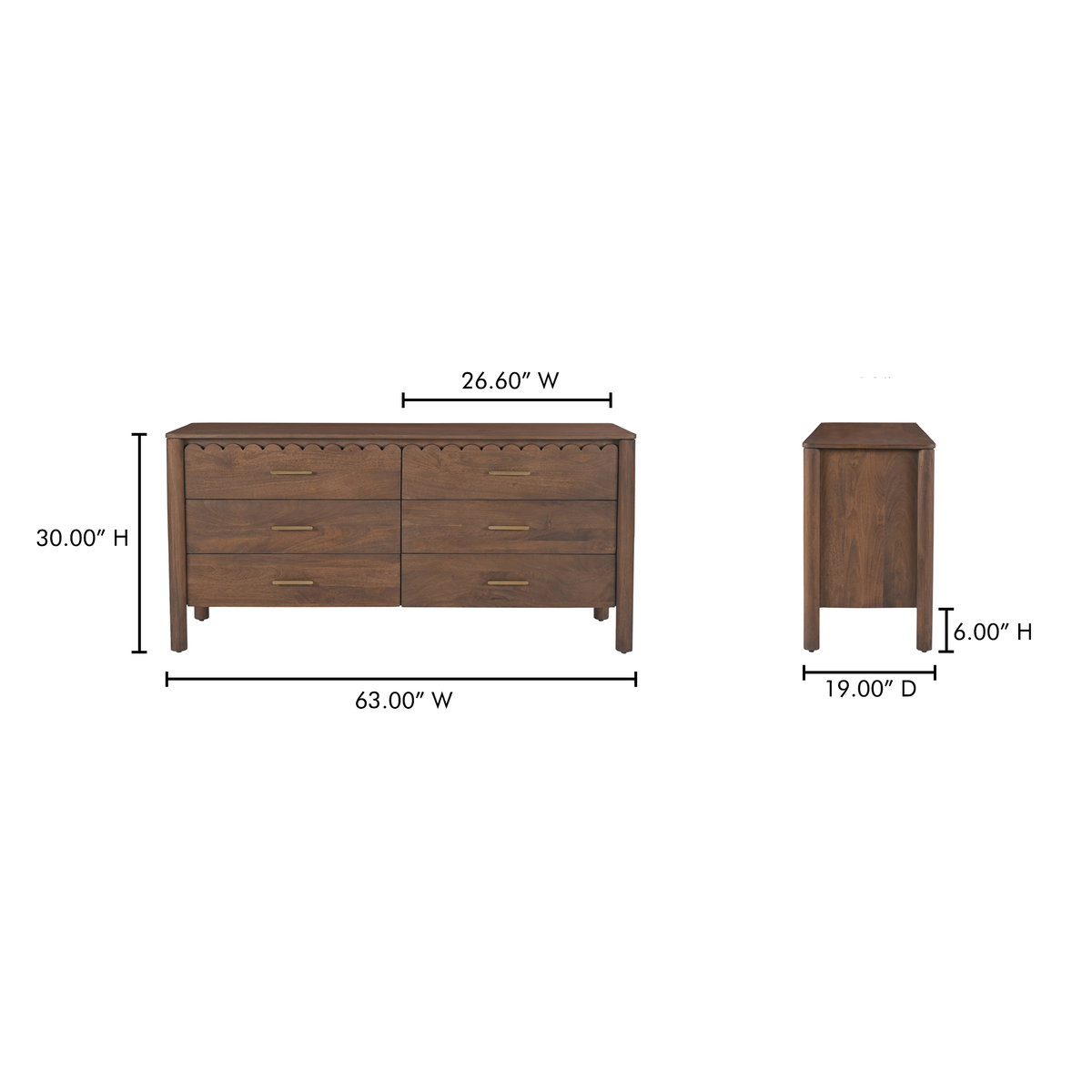 Wiley Dresser Vintage Brown, by Moe's Home, 63" width x 30" height x 19" depth View 14