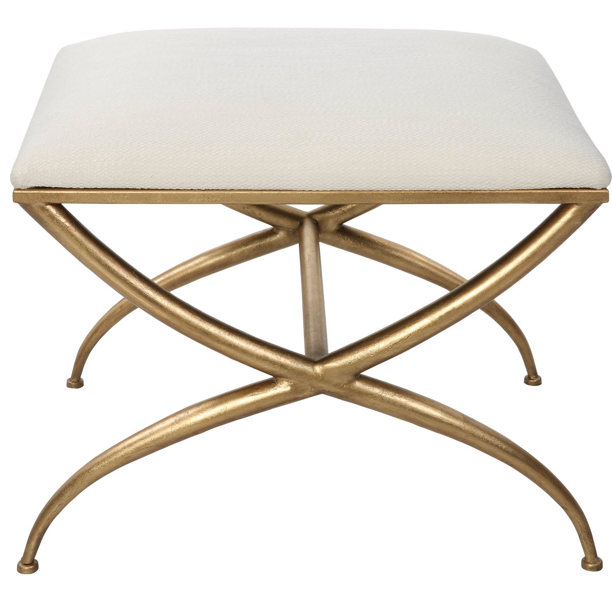 Crossing Small White Bench, Furniture by Uttermost, 23.5" width x 20" height x 18" depth View 1