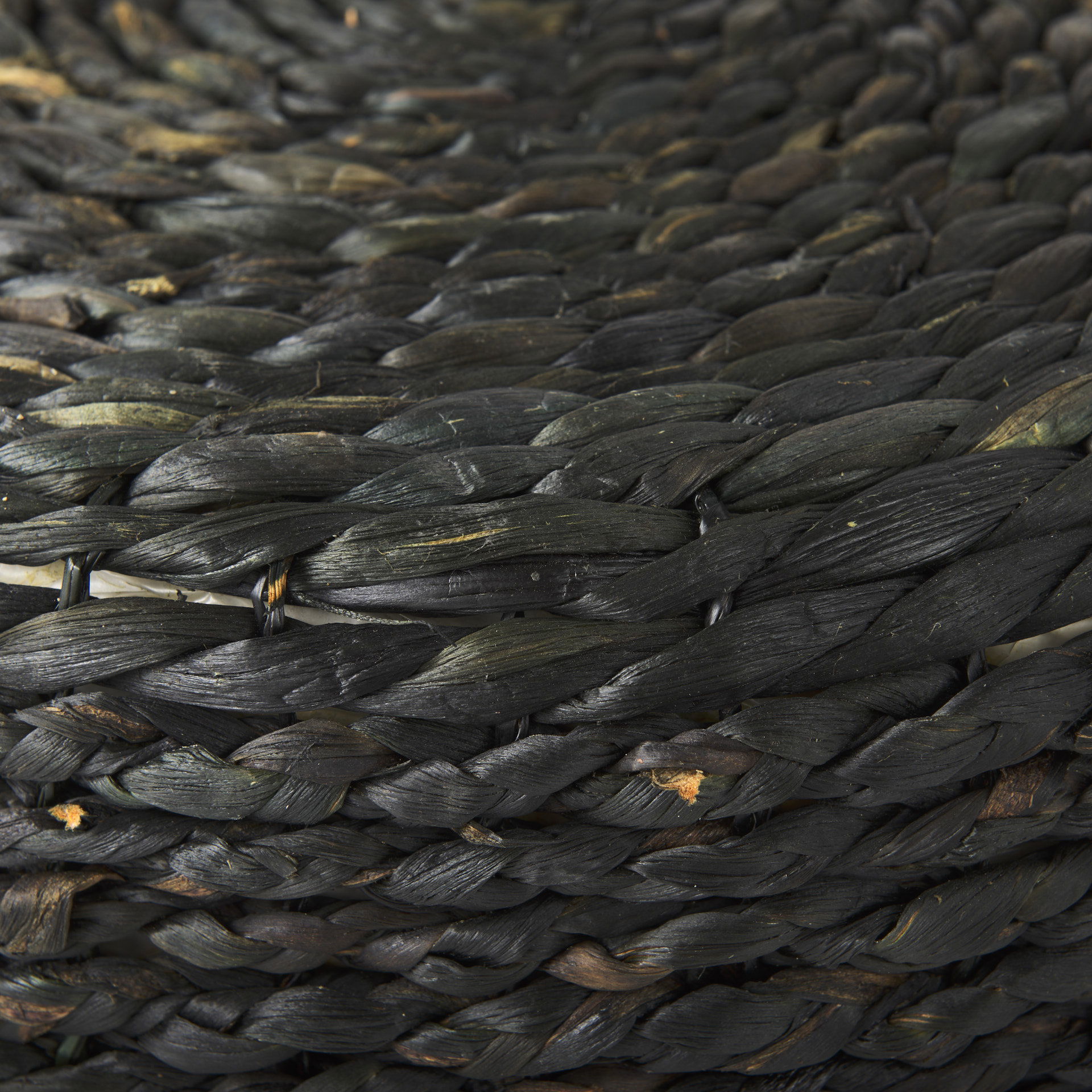 Dina  Black Cornhusk and Water Hyacinth Round Pouf large image 