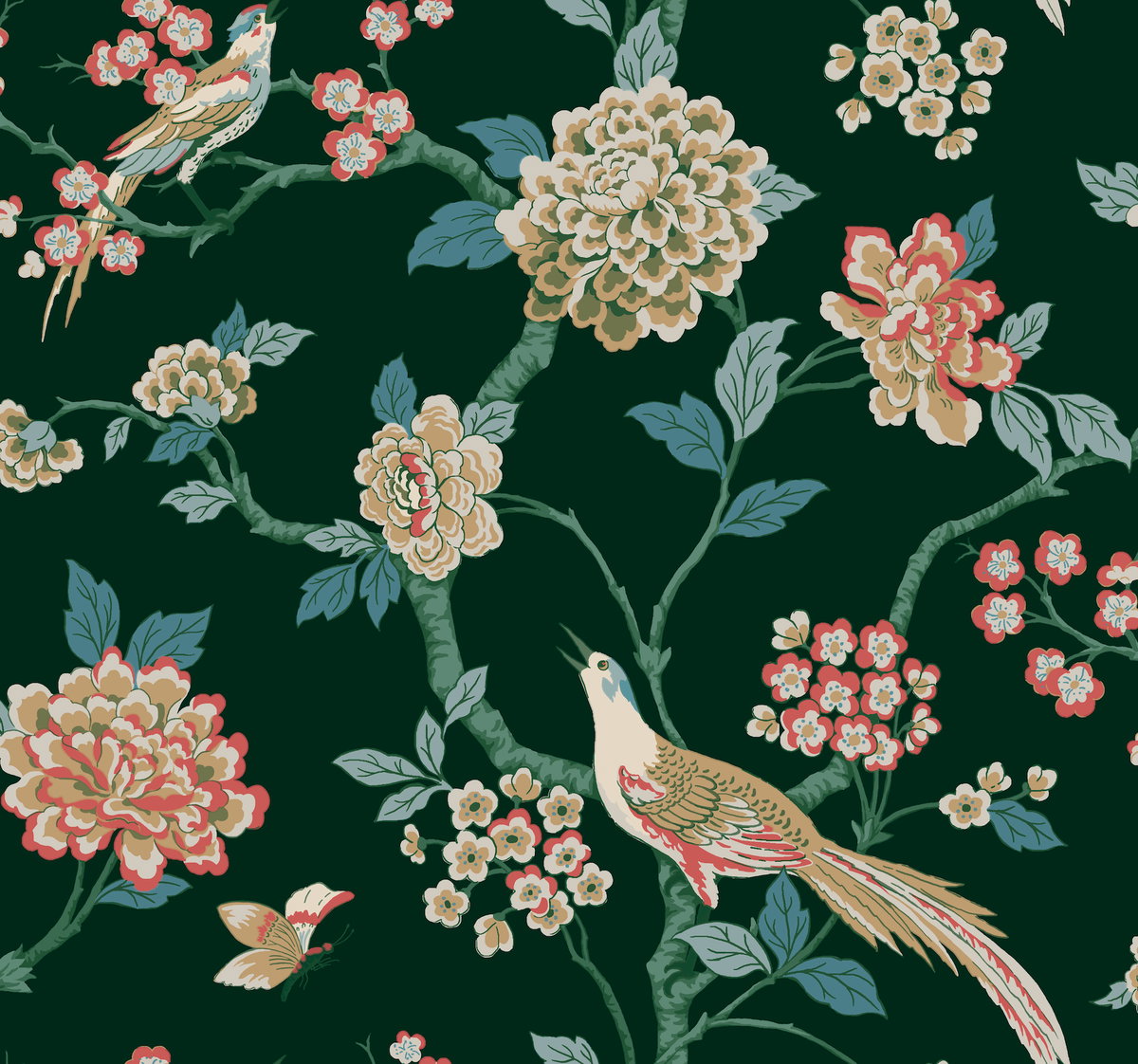 Fanciful Dark Green Wallpaper, by York Wall, 27' length x 2'3" width x 0.02" depth