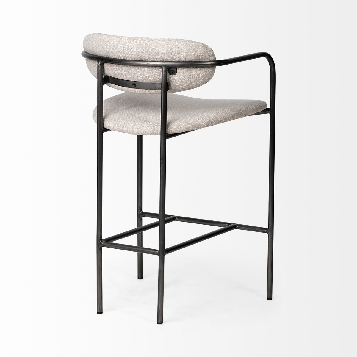 Parker Backless 36in Seat Counter Stool | Beige Fabric with Grey Metal, Counter & Bar Stool by Mercana, 19" length x 19.75" width x 36" height View 10