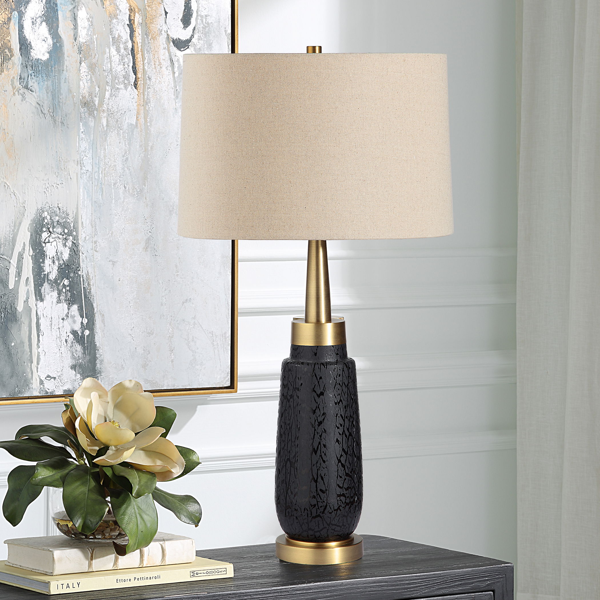 Spyglass Black Wood Grain Table Lamp large image 