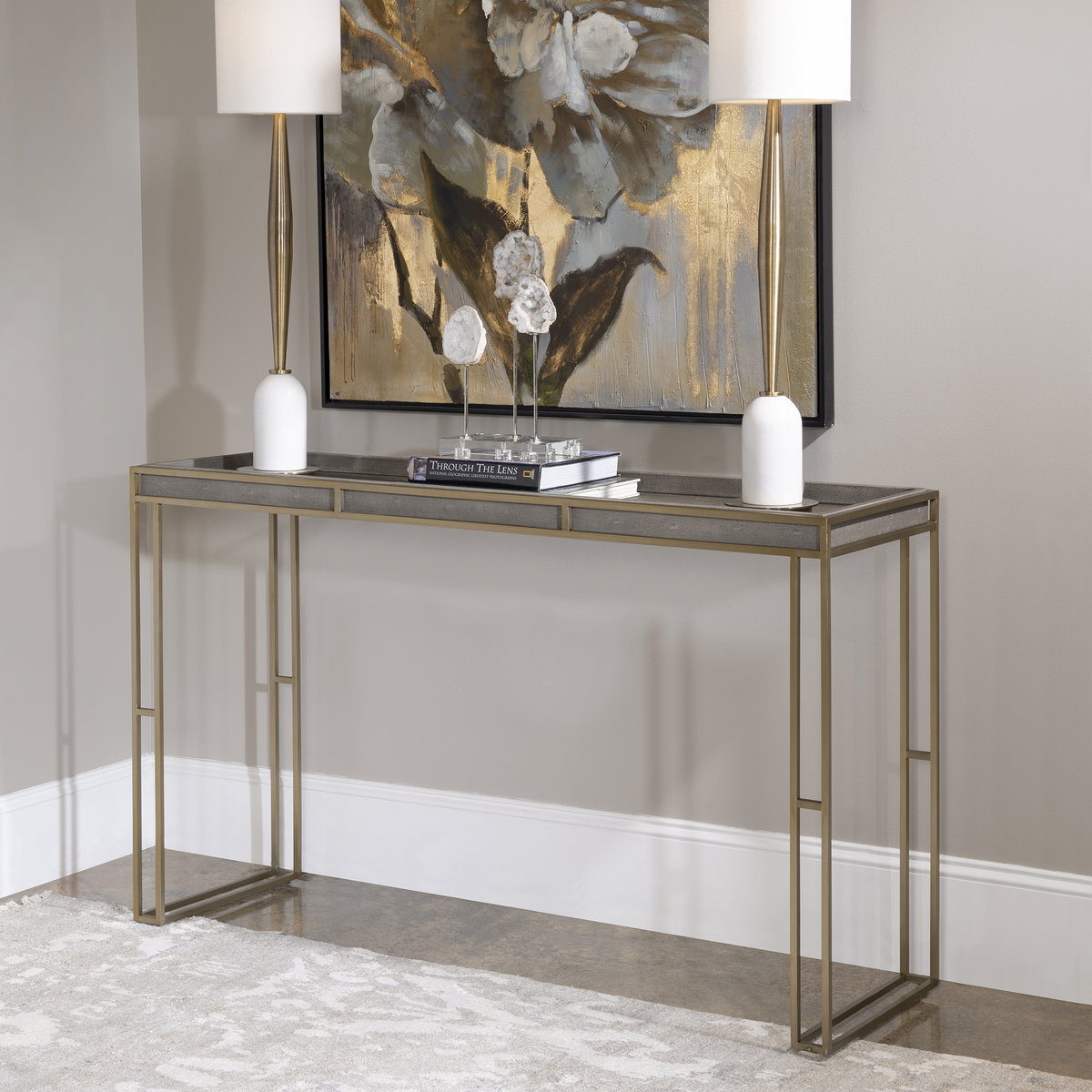 Cardew Modern Console Table, by Uttermost, 54" width x 32" height x 16" depth View 5
