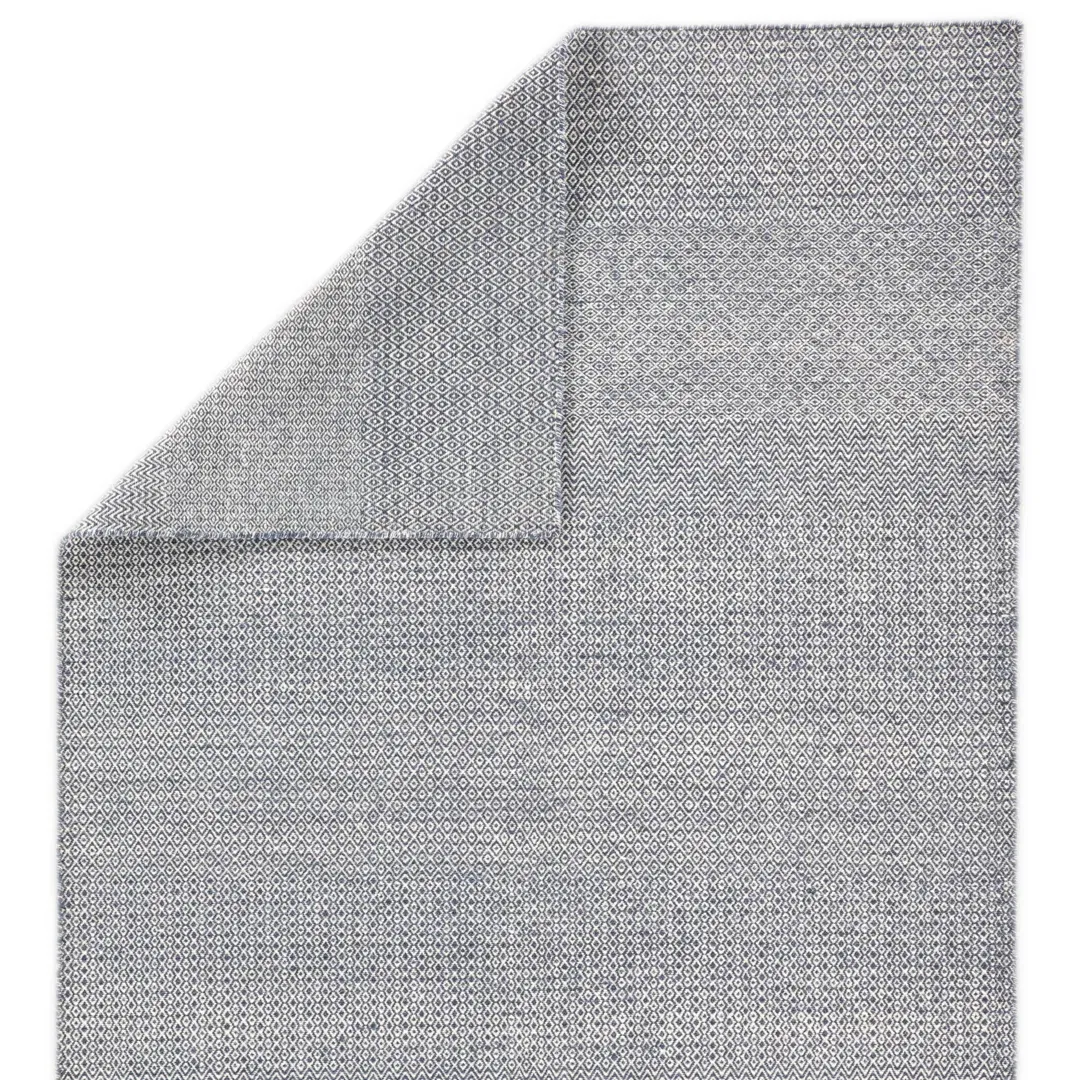 Provence Geometric Hand-Woven Wool Dark Blue/Ivory Area Rug large image 