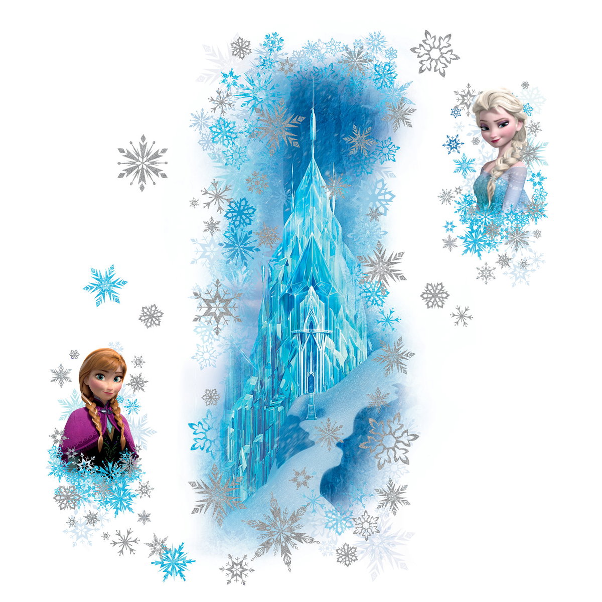 Frozen Ice Palace With Else & Anna Giant Wall Decals, by York Wall, 3'3.6" length x 1'6" width x 2" depth