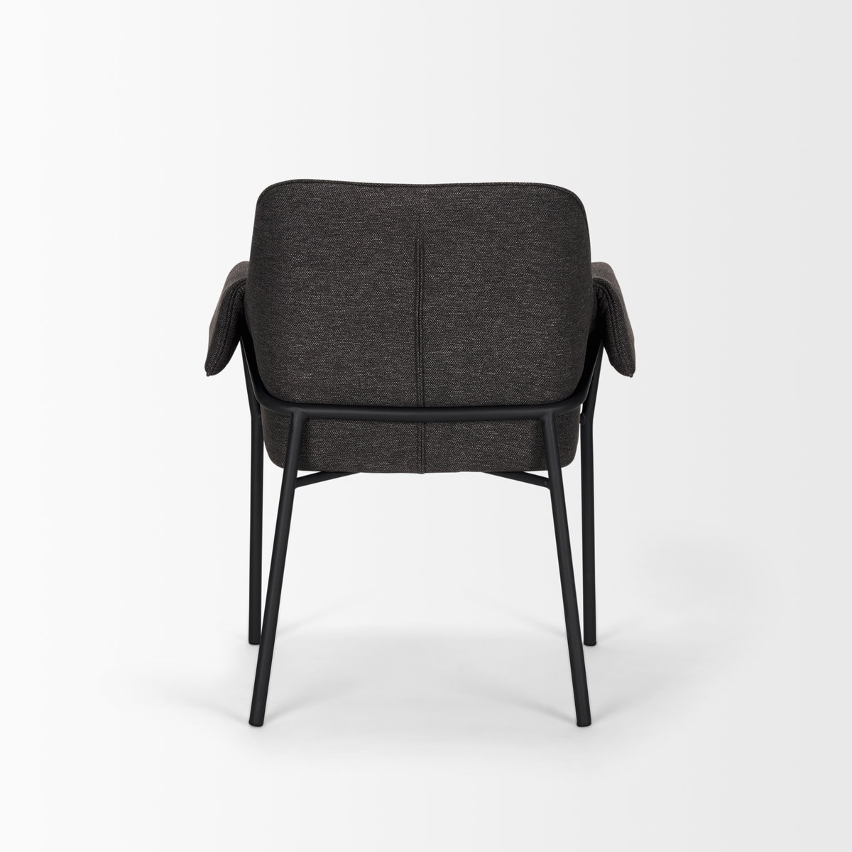 Brently Curved Back Dining Arm Chair | Gray Fabric with Metal, Dining Chair by Mercana, 24.5" length x 29.5" width x 32.5" height View 9