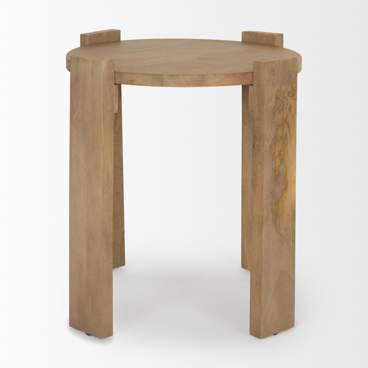 Evelyn Light Brown Round End/Side Table, Side & End Table by Mercana, 22" length x 22" width x 22.5" height View 4