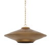 Titus 1-Light Brass Finished Metal Disc Pendant, by Mercana, 24" length x 24" width x 8" height thumbnail 1