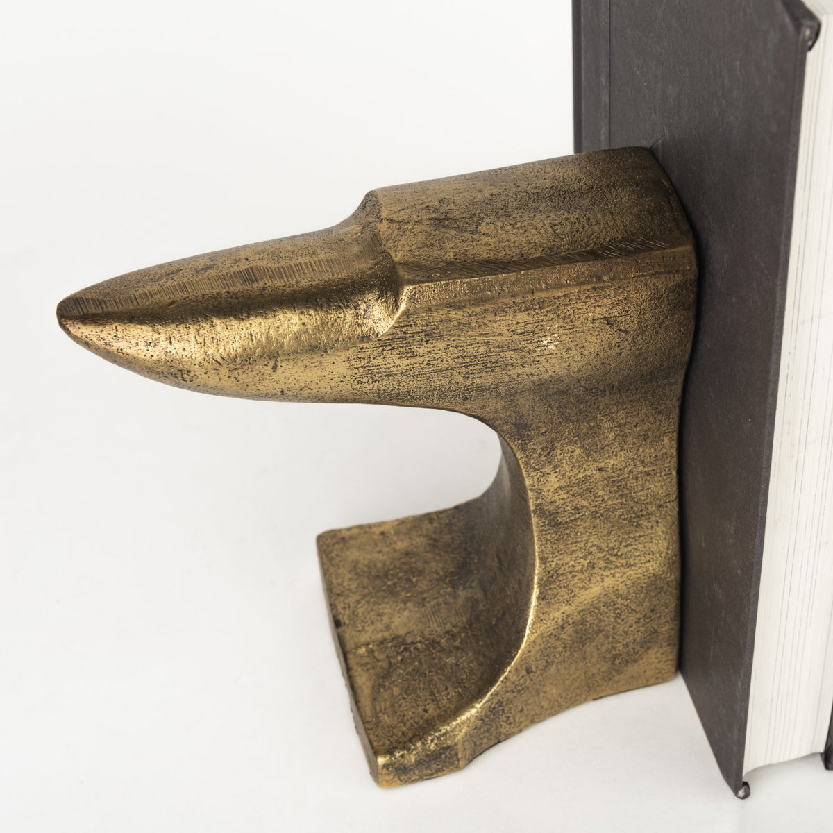 Anvilia (Set of 2) 12L x 3W Gold Anvil Shaped Bookends, by Mercana, 11.81" length x 3.54" width x 6.3" height View 7
