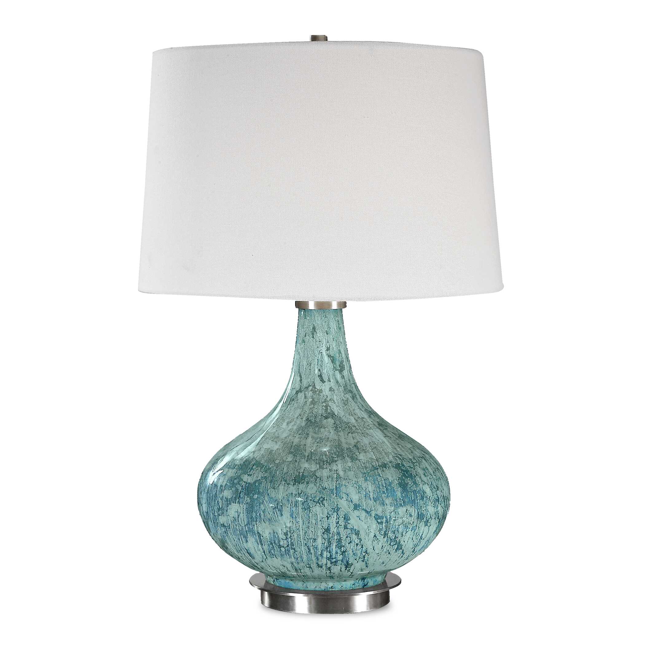 Celinda Blue Gray Glass Lamp, by Uttermost, 15.5" width x 24.75" height x 14" depth View 1