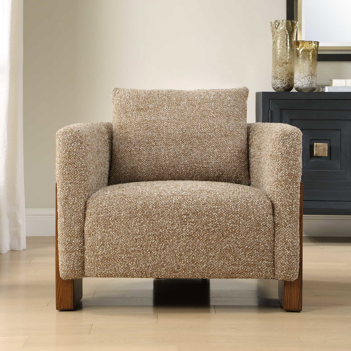 Halligan Upholstered Accent Chair, by Uttermost, 32.7" width x 25.2" height x 32.3" depth View 2